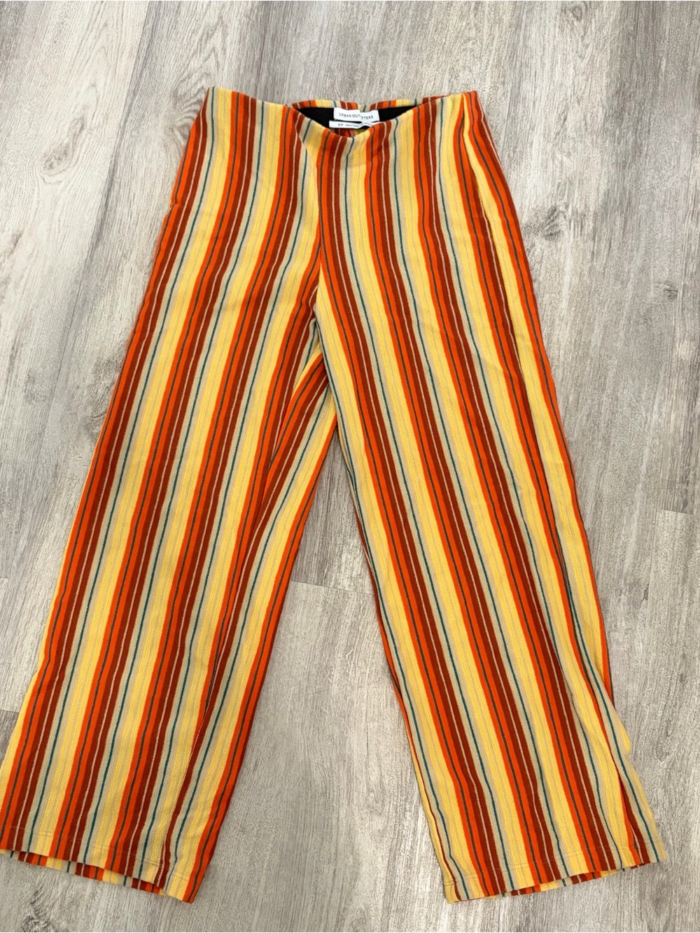Urban outfitters wide legged striped pants Womens small fall orange yellow Boho